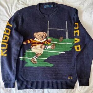 Polo by Ralph Lauren Navy Rugby Bear Sweater
